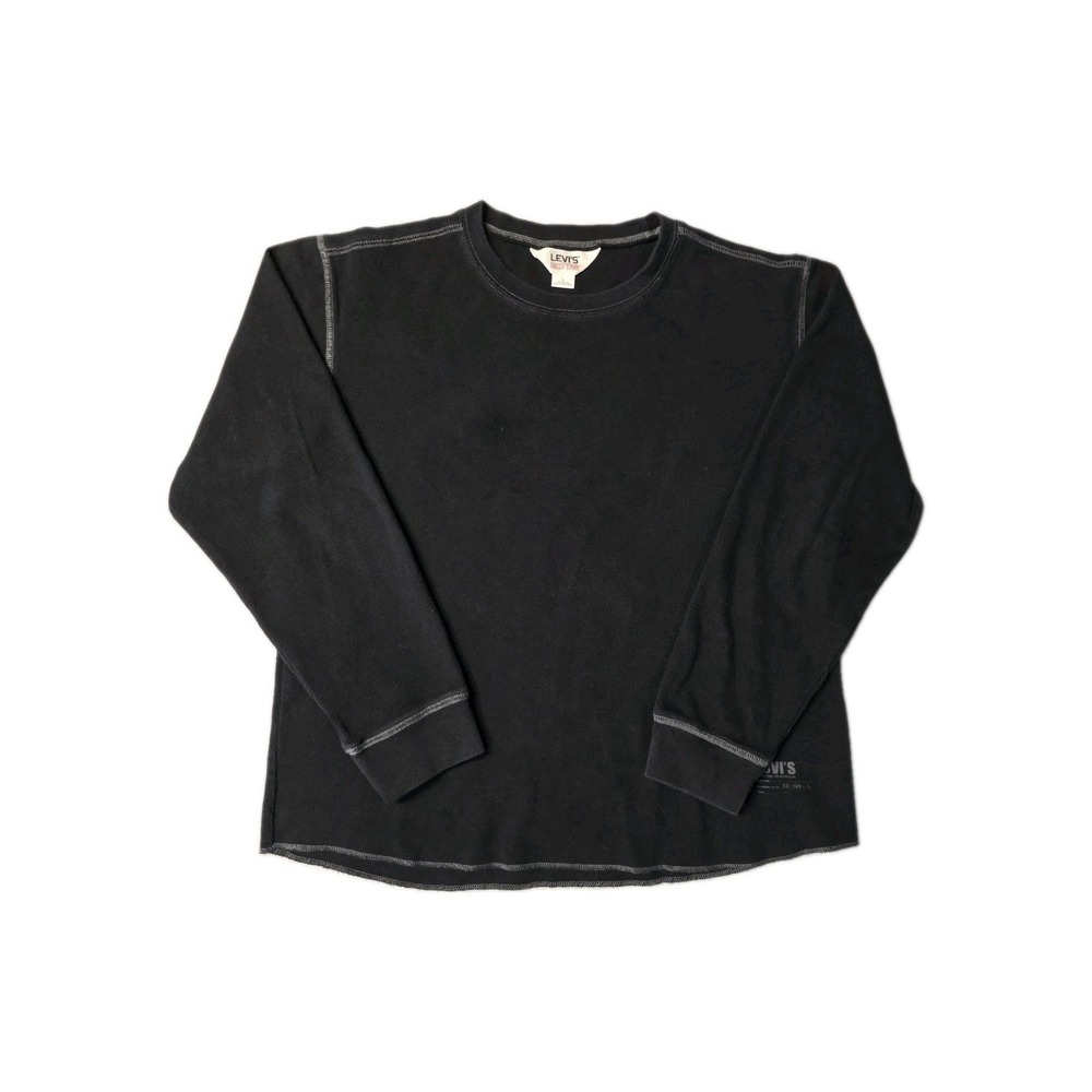 Levis Red Tab Cotton Knit Contrast Stitch Black Mens Size L Long Sleeve Shirt